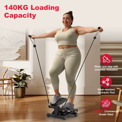 Mini Stepper for Exercise Low-Impact Stair Step Cardio Equipment with Resistance Bands Optional Twist Motion Stepper